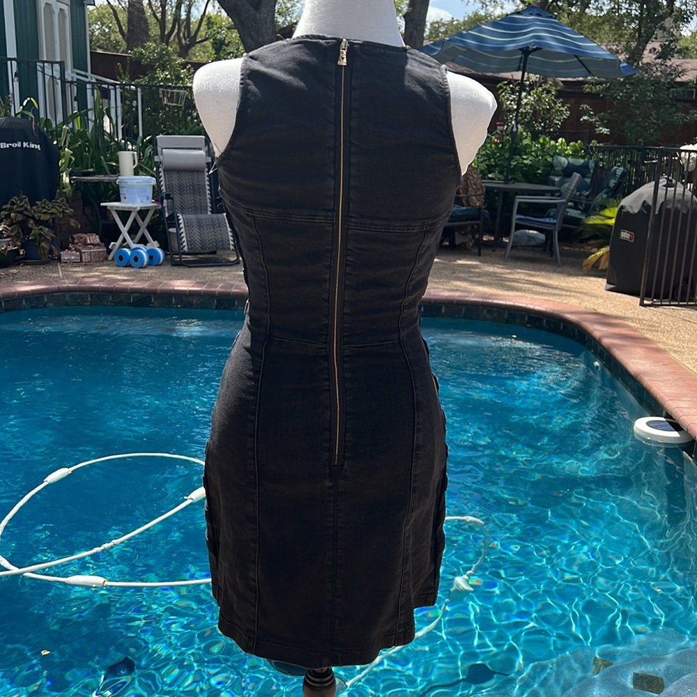 NWT Guess Tamara Black Denim Bandage Mini Dress Size Xs - Picture 3 of 10